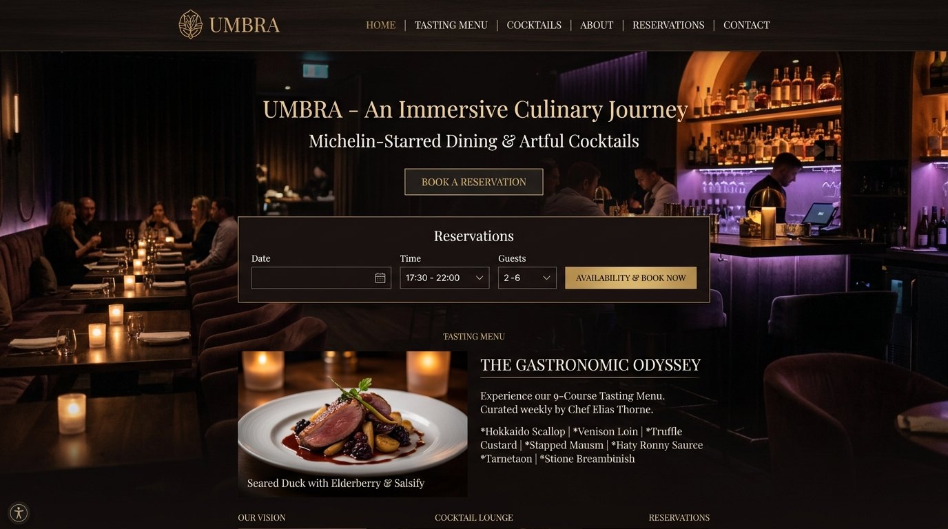 Umbra Michelin Dining Website
